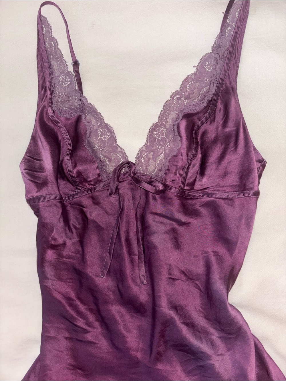 Victoria's Secret Deep Plum Lace-Trim Satin Slip